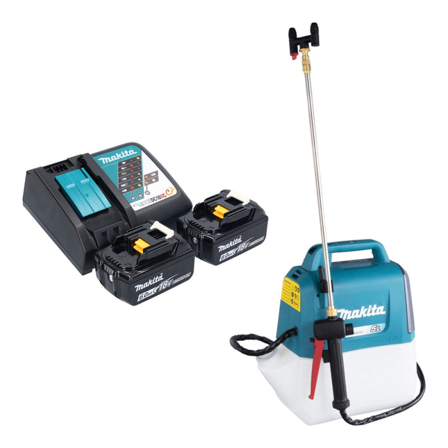 Makita DUS 054 RG2 cordless pressure sprayer 18 V 5.0 l 3.0 bar + 2x rechargeable battery 6.0 Ah + charger