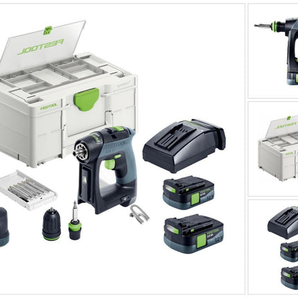 Festool CXS 12 2.5 set cordless drill driver 12 V 30 Nm brushless ( 576865 ) + 2x rechargeable battery 2.5 Ah + charger + bit set + systainer