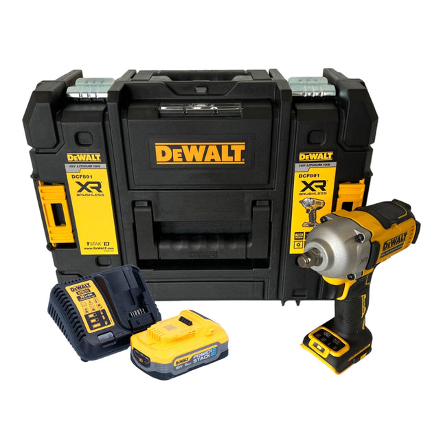 DeWalt DCF 891 H1T Clé à choc sans fil 18 V 1084 Nm 1/2" Brushless + 1x batterie Powerstack 5,0 Ah + TSTAK + chargeur