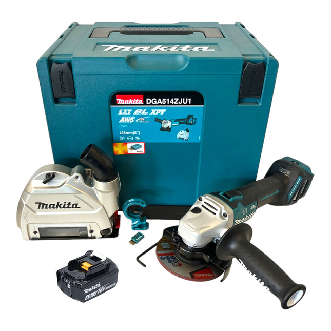 Makita DGA 514 F1JU1 Cordless angle grinder 18 V 125 mm brushless + 1x rechargeable battery 3.0 Ah + Makpac - without charger