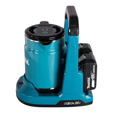 Makita DKT 360 PA2 Akku Wasserkocher 36 V ( 2x 18 V ) 0,8 L  + 2x Akku 2,0 Ah + Doppelladegerät