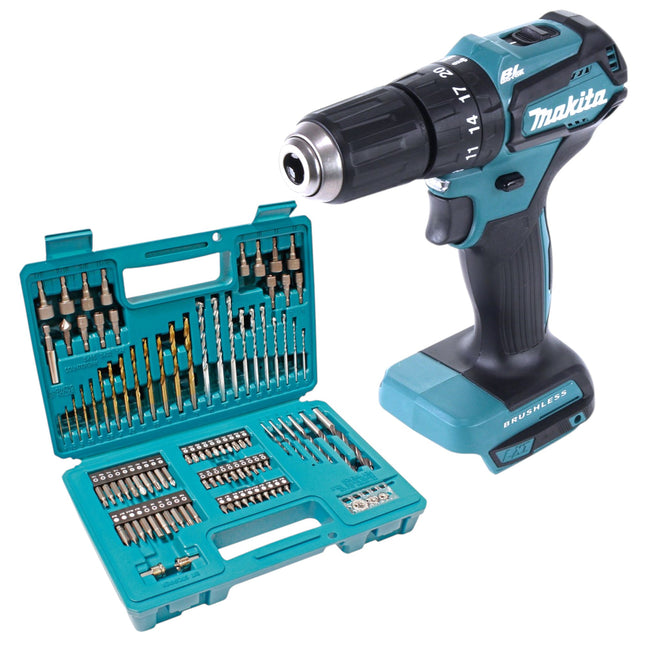 Makita DHP 483 Z Akku Schlagbohrschrauber 18 V 40 Nm Brushless 102 tlg Bit Bohrer Set ohne Akku ohne Ladegeraet 0 - toolbrothers