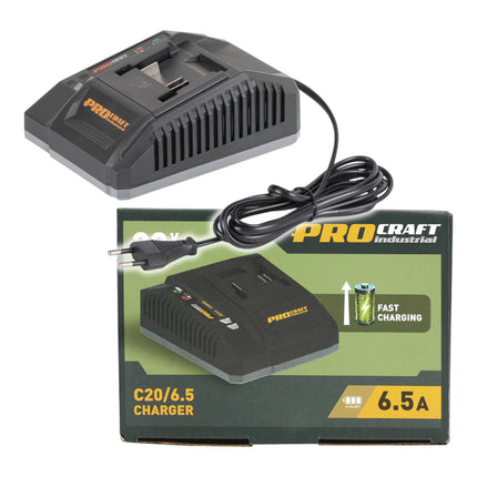 Procraft C20 6 5 Schnell Ladegeraet 20 V 6 5 Ampere fuer Li Ion Akkus 1 - toolbrothers