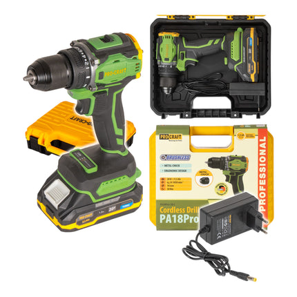 Procraft PA18Pro Akku Schrauber 20 V 30 Nm Brushless 1x Akku 1 5 Ah Ladegeraet Koffer 0 - toolbrothers