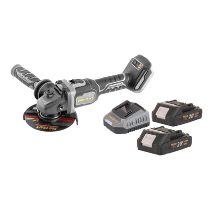 Procraft Industrial AG125Bbb Akku Winkelschleifer 20 V 125 mm Brushless 2x Akku 2 0 Ah Ladegeraet 0 - toolbrothers