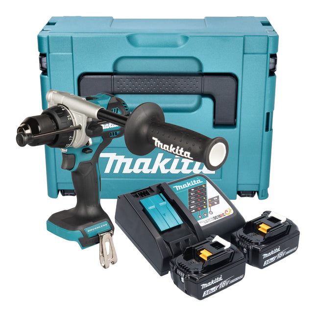 Makita DHP 492 RFJ Akku Schlagbohrschrauber 18 V 141 Nm Brushless 2x Akku 3 0 Ah Ladegeraet Makpac 0 - toolbrothers