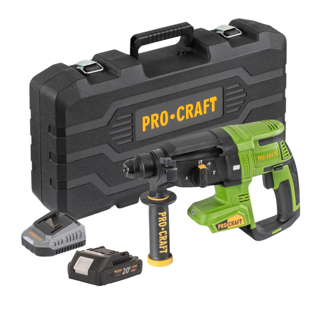 Procraft PHA40bb c Akku Bohrhammer 20 V 2 6 J SDS plus Brushless 1x Akku 2 0 Ah Ladegeraet Koffer 0 - toolbrothers