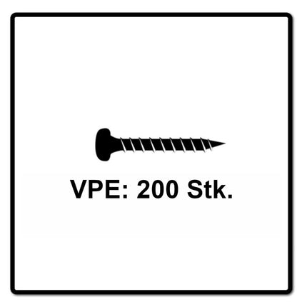 Fischer Power-Fast II FPF II Spanplattenschraube 3,5x25 mm 200 Stück ( 670101 ) Pan Head mit Torx Vollgewinde galvanisch verzinkt, blau passiviert