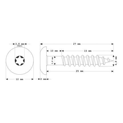 Meisterling Fassadenschrauben 4,8x25 mm 100 Stück ( 010020000031 ) 12 mm Flachkopf dunkelbraun mit Torx Teilgewinde V2A Edelstahl