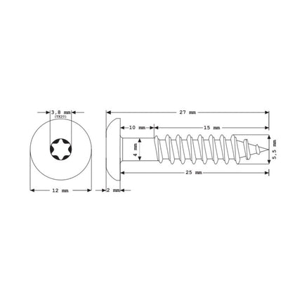 Meisterling Fassadenschrauben 5,5x25 mm 100 Stück ( 010030000021 ) 12 mm Flachkopf hellgrau mit Torx Teilgewinde V4A Edelstahl