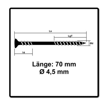 SPAX Fassadenschraube 4,5 x 70 mm 100 Stk. Edelstahl A2 ( 25470004507022 ) Fixiergewinde Mini Linsensenkkopf T-STAR Plus Torx T20 CUT