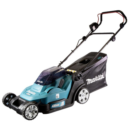 Makita DLM 432 PG4 Akku Rasenmäher 36 V ( 2x 18 V ) 43 cm Brushless + 4x Akku 6,0 Ah + Doppel Ladegerät