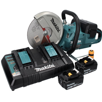 Makita DCE 090 PM2X1 Akku Trennschleifer 36 V ( 2x 18 V ) 230 mm Brushless + 2x Akku 4,0 Ah + Doppelladegerät