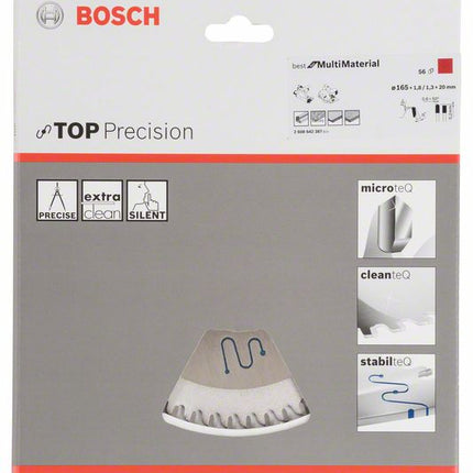 Bosch Kreissägeblatt Top Precision Best für Multi Material 165 x 20 x 1,8 mm, 56 Zähne ( 2608642387 ) - Toolbrothers