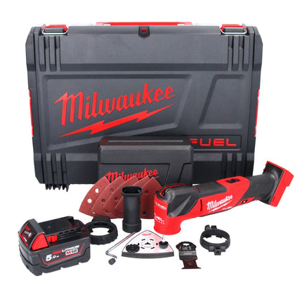 Milwaukee M18 FMT-501X FUEL Akku Multitool 18 V Brushless + 1x Akku 5,0 Ah + 7 tlg. Zubehör Set + HD Box - ohne Ladegerät