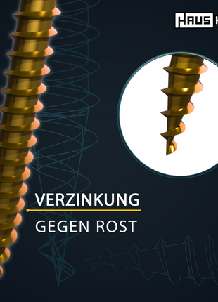 HausHalt Universal Holzbauschraube Holzschraube 4,5 x 25 mm PZ2 500 Stk. ( 000051371161 ) gelb verzinkt Kreuzschlitz Pozidriv Senkkopf Vollgewinde - Toolbrothers