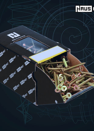 HausHalt Universal Holzbauschraube Holzschraube 4,5 x 25 mm PZ2 500 Stk. ( 000051371161 ) gelb verzinkt Kreuzschlitz Pozidriv Senkkopf Vollgewinde - Toolbrothers