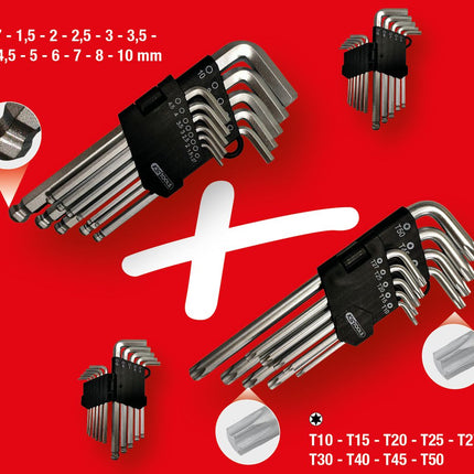 KS TOOLS Winkelstiftschlüssel-Satz, Torx, Innensechskant, 22-tlg ( 151.4000 ) - Toolbrothers