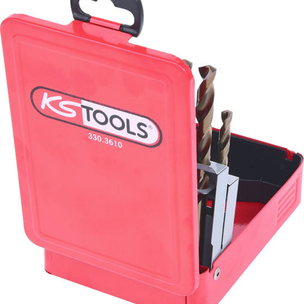 KS TOOLS HSS-G Co 5 Spiralbohrer-Satz, Stahlblechkassette 19-tlg 1-10mm ( 330.3610 ) - Toolbrothers