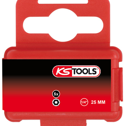 KS TOOLS 1/4" Bit Innensechskant,Bohrung,25mm,2,5mm,5er Pack ( 911.2938 ) - Toolbrothers