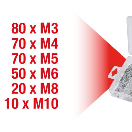 KS TOOLS Sortiment Muttern, metrisch, 300-tlg ( 970.0440 ) - Toolbrothers