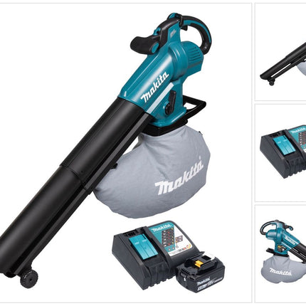 Makita DUB 187 RT Akku Laubbläser und Laubsauger 18 V Brushless + 1x Akku 5,0 Ah + Ladegerät