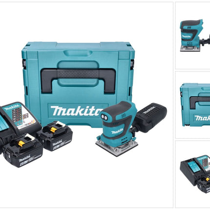 Makita DBO 484 RGJ Akku Schwingschleifer 18 V 112 x 102 mm + 2x Akku 6,0 Ah + Ladegerät + Makpac