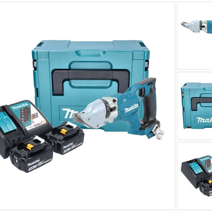 Makita DJS 200 RFJ Akku Blechschere 18 V 2,0 mm Brushless + 2x Akku 3,0 Ah + Ladegerät + Makpac