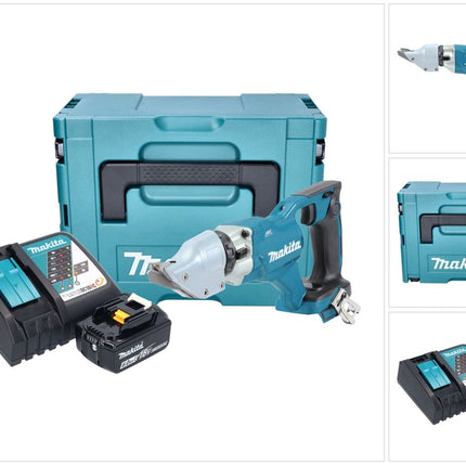 Makita DJS 200 RG1J tijeras de chapa sin cable 18 V 2,0 mm sin escobillas + 1x batería recargable 6,0 Ah + cargador + Makpac
