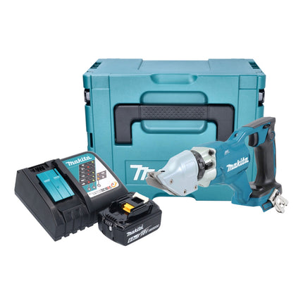 Makita DJS 200 RG1J tijeras de chapa sin cable 18 V 2,0 mm sin escobillas + 1x batería recargable 6,0 Ah + cargador + Makpac