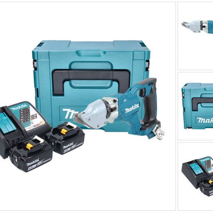 Makita DJS 200 RGJ Akku Blechschere 18 V 2,0 mm Brushless + 2x Akku 6,0 Ah + Ladegerät + Makpac