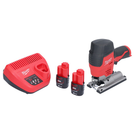 Milwaukee M12 JS-202 Scie sauteuse sans fil 12 V + 2x batterie 2,0 Ah + chargeur