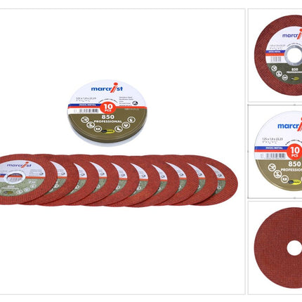 Marcrist 850 Inox Spezial Ultradünn Trennscheibe 10 Stk. 125 x 1,0 x 22,23 mm ( 5007.0125.22-10 ) für Winkelschleifer