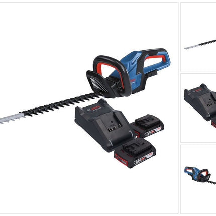 Bosch GHE 18V-60 Professional Akku Heckenschere 18 V 60 cm Brushless + 2x Akku 2,0 Ah + Ladegerät