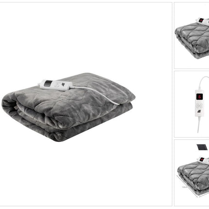 Heizdecke Elektrische Kuschelheizdecke mit 6 Leistungsstufen Abschaltautomatik und Überhitzungsschutz Waschbar Grau 180X130 cm