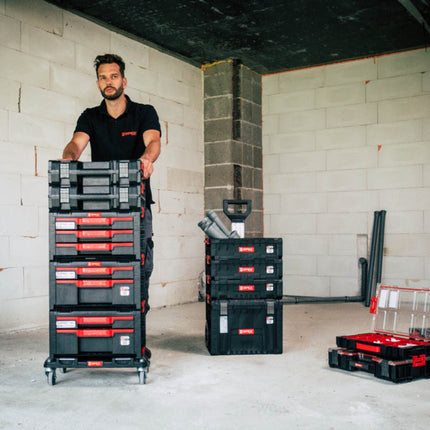 Toolbrothers RHINO L mobiler Transportroller ECO Rollbrett mit Schwenkrädern aus Metall und Bremse