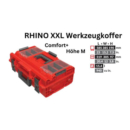 Toolbrothers RHINO XXL Werkzeugkoffer ULTRA Comfort+ Höhe M 15,4 l IP66 mit herausnehmbaren Trennwänden + Boxen