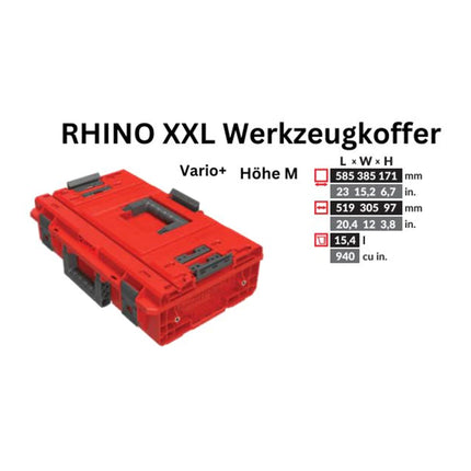 Toolbrothers RHINO XXL Werkzeugkoffer ULTRA Vario+ Höhe M 15,4 l IP66 mit herausnehmbaren Trennwänden