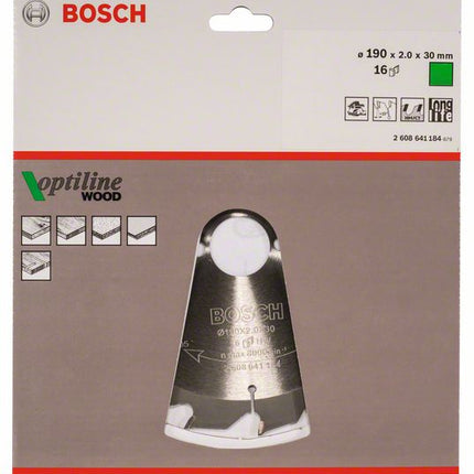 BOSCH Kreissägeblatt Optiline Wood Außen-Ø 190 mm Zähnezahl 16 WZ ( 4000909021 )