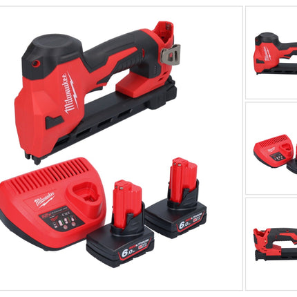 Milwaukee M12 BCST-602 Akku Tacker 12 V 19 x 25,4 mm + 2x Akku 6,0 Ah + Ladegerät