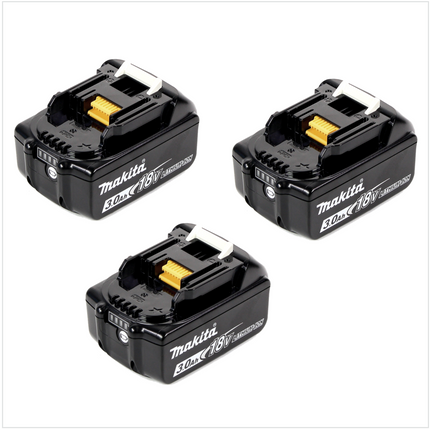 3x Makita BL 1830 B 18V - 3 Ah / 3000 mAh Li-Ion Akku mit LED Anzeige - original, kein Nachbau - Toolbrothers
